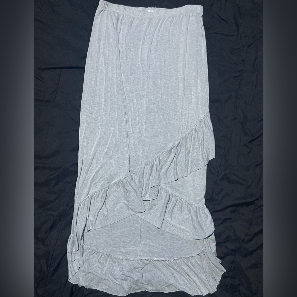 Gray Ruffle Maxi Skirt